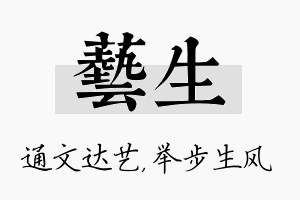 艺生名字的寓意及含义