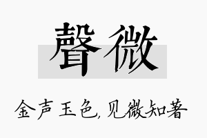 声微名字的寓意及含义