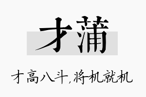 才蒲名字的寓意及含义