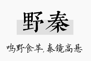 野秦名字的寓意及含义