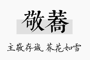 敬荞名字的寓意及含义