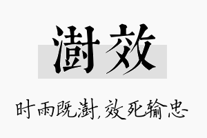 澍效名字的寓意及含义