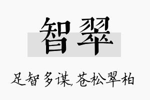 智翠名字的寓意及含义