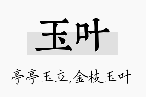 玉叶名字的寓意及含义