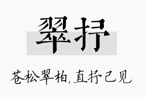 翠抒名字的寓意及含义