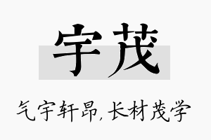 宇茂名字的寓意及含义