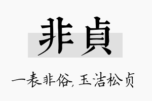 非贞名字的寓意及含义