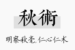 秋术名字的寓意及含义