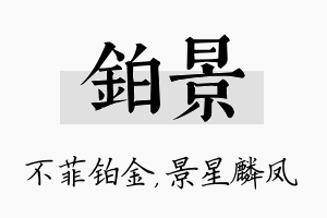 铂景名字的寓意及含义