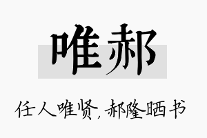 唯郝名字的寓意及含义