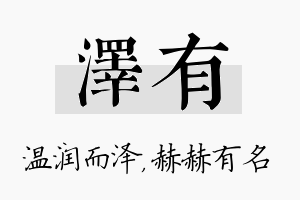 泽有名字的寓意及含义