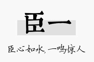 臣一名字的寓意及含义