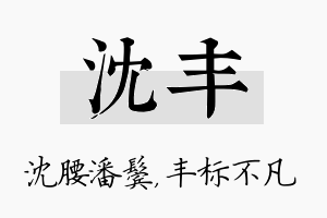 沈丰名字的寓意及含义