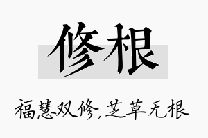 修根名字的寓意及含义