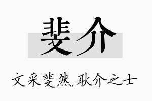 斐介名字的寓意及含义