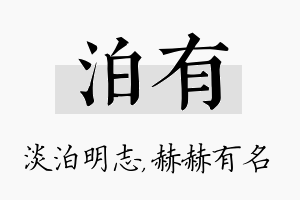 泊有名字的寓意及含义