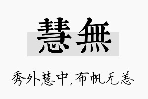 慧无名字的寓意及含义