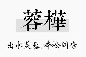 蓉桦名字的寓意及含义