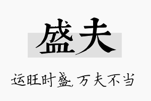 盛夫名字的寓意及含义