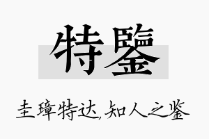 特鉴名字的寓意及含义