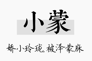 小蒙名字的寓意及含义