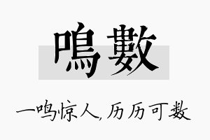 鸣数名字的寓意及含义