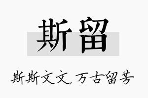 斯留名字的寓意及含义