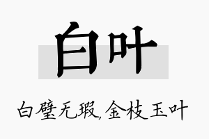 白叶名字的寓意及含义