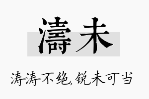 涛未名字的寓意及含义