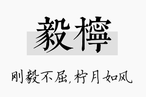 毅柠名字的寓意及含义