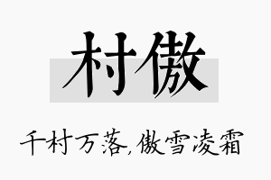 村傲名字的寓意及含义