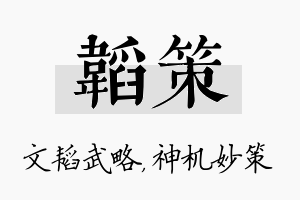 韬策名字的寓意及含义