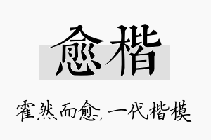 愈楷名字的寓意及含义