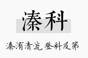 溱科名字的寓意及含义