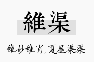 维渠名字的寓意及含义