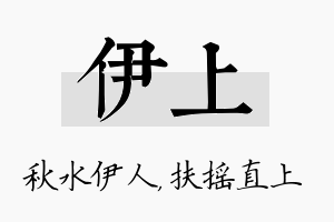 伊上名字的寓意及含义