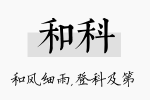 和科名字的寓意及含义