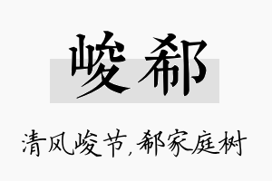 峻郗名字的寓意及含义