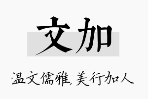 文加名字的寓意及含义