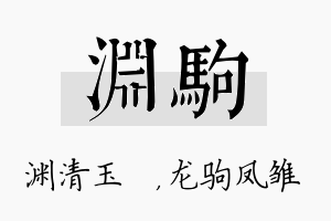 渊驹名字的寓意及含义