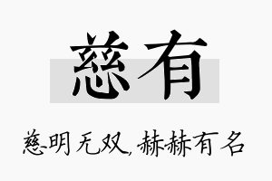 慈有名字的寓意及含义