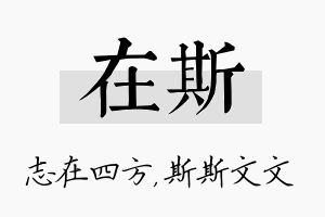 在斯名字的寓意及含义