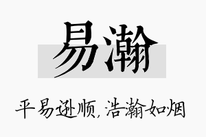 易瀚名字的寓意及含义