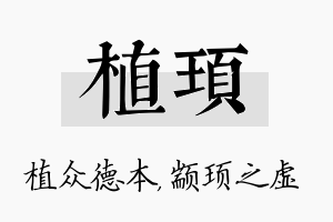 植顼名字的寓意及含义