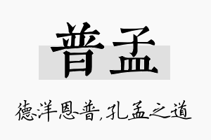 普孟名字的寓意及含义