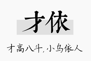 才依名字的寓意及含义