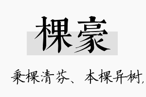 棵豪名字的寓意及含义