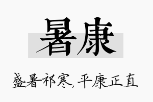 暑康名字的寓意及含义