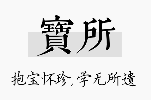 宝所名字的寓意及含义