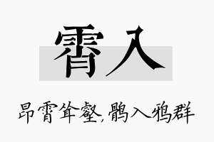 霄入名字的寓意及含义